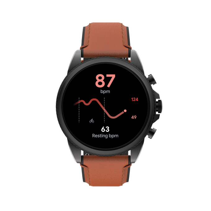 Fossil Display Smartwatch FTW4062 - Black - Fossil Mens Gen 6 Smartwatch, Black-Tone Stainless Steel Watch with Brown Leather Band, FTW4062 - Detailshot 1 image number null