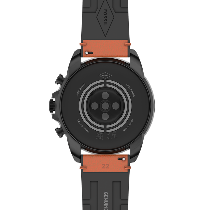 Fossil Display Smartwatch FTW4062 - Black - Fossil Mens Gen 6 Smartwatch, Black-Tone Stainless Steel Watch with Brown Leather Band, FTW4062 - Back image number null