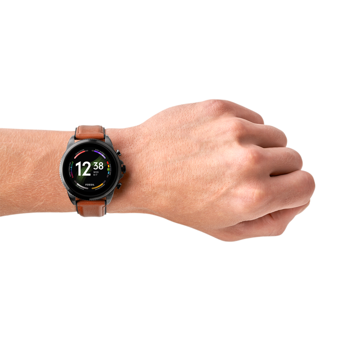 Fossil Display Smartwatch FTW4062 - Black - Fossil Mens Gen 6 Smartwatch, Black-Tone Stainless Steel Watch with Brown Leather Band, FTW4062 - Detailshot 5 image number null