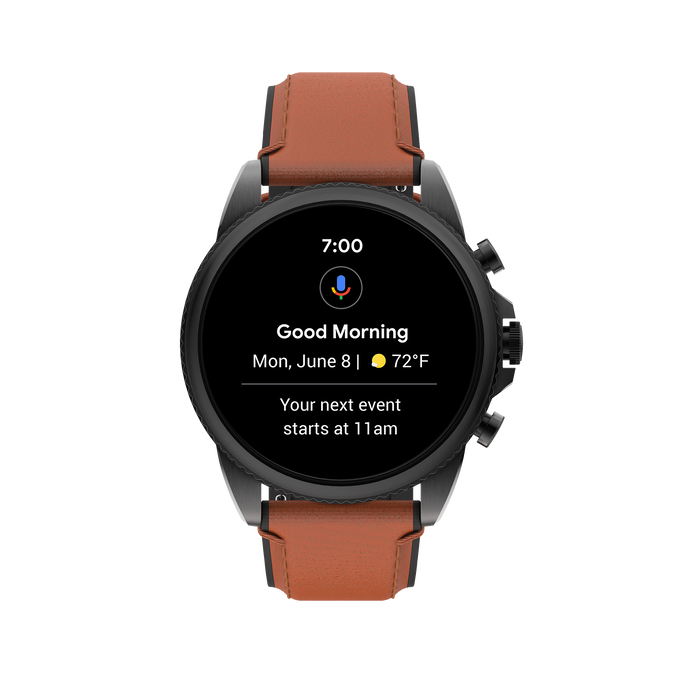 Fossil Display Smartwatch FTW4062 - Black - Fossil Mens Gen 6 Smartwatch, Black-Tone Stainless Steel Watch with Brown Leather Band, FTW4062 - Detailshot 2 image number null