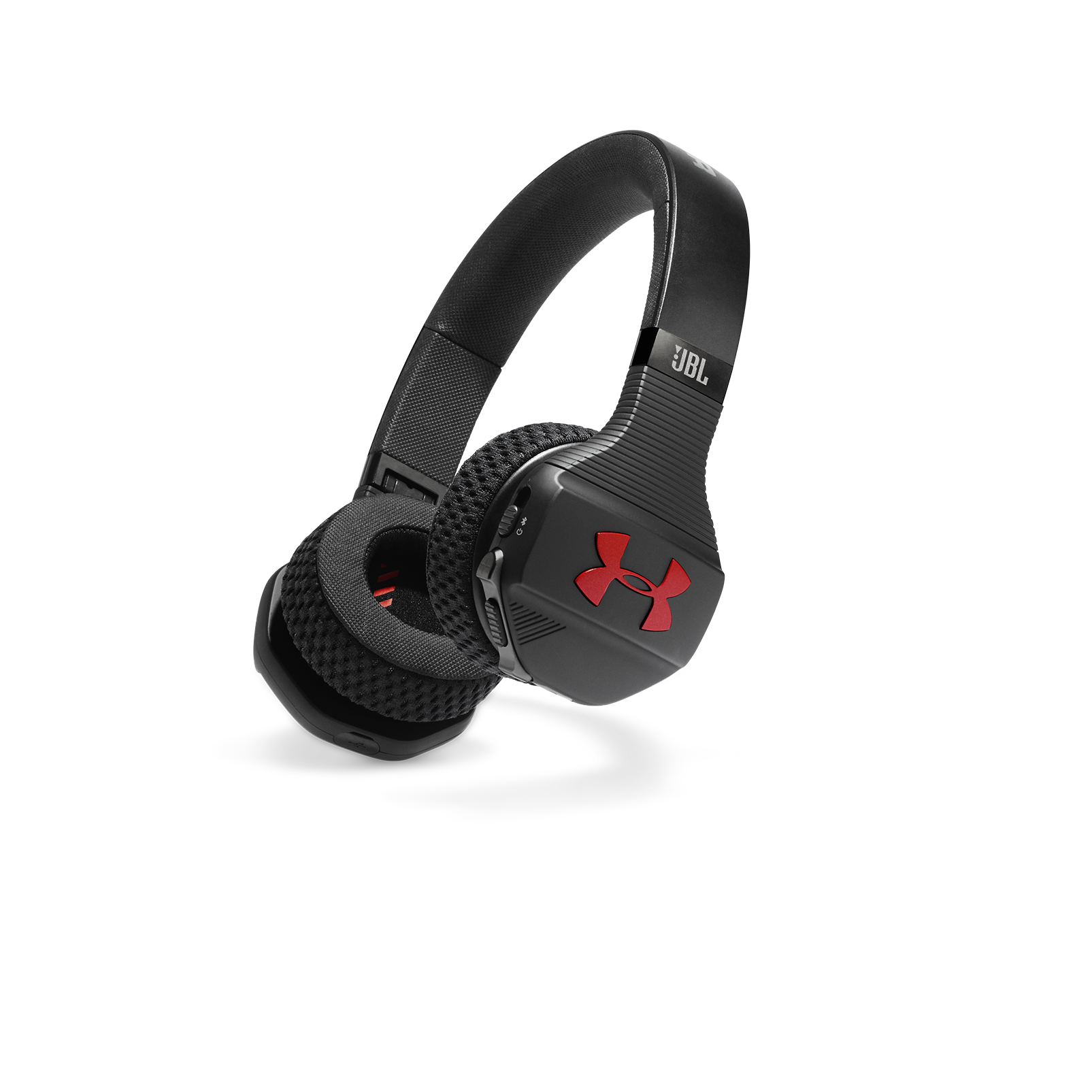 UA Sport Wireless Train – Engineered by JBL - Black / Red - Wireless on-ear headphone built for the gym - Hero
